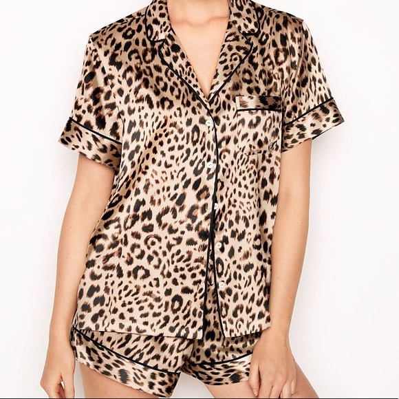 Victoria's Secret Other - Victoria’s Secret Leopard Print Satin Short Pajama Set Size XL